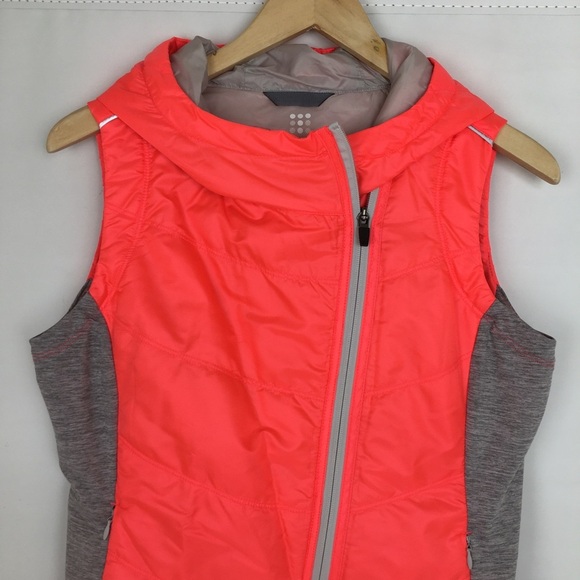 Title Nine Women’s Quilted Vest Hooded Neon Pink Gray Size Small Athletic - Picture 2 of 14